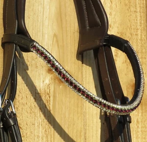 FSS Shimmer Crystal Browband Bling Curve BURGUNDY MAROON RIOJA CLARET MERLOT🍷🍷 - Picture 1 of 1