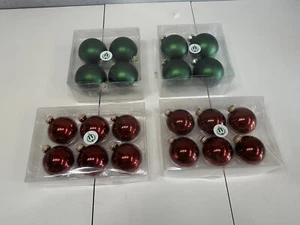 Whitehurst Glaskugel Ornamente ~ insgesamt 20 ~ glänzend rot & matt grün Weihnachten - Bild 1 von 4