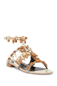NIB Oscar de la Renta Corinne Embellished Strappy Flat Sandals Size 7 M - Picture 1 of 8