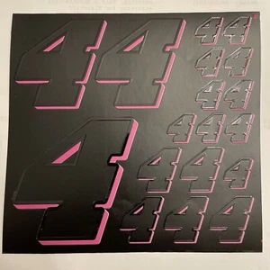 Matte Black-w/Gloss Pink #4’s Racing Numbers Vinyl Decal Sheet Rc - Picture 1 of 12
