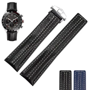 Uhrenarmband Leder TAG Heuer Carrera Porsche Serie Monaco F1 Schwarz Blau 22mm - Bild 1 von 10