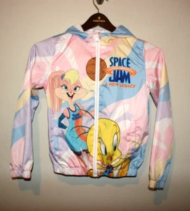 Girls Space Jam Tune Squad Basketball Tweety Babs Bunny Windbreaker Jacket 10/12 - Picture 1 of 4