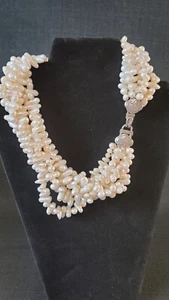 Stephen Dweck 5 Strand Torsade Pearl And Sterling Clasp Necklace - Picture 1 of 9