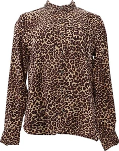 Jessica Simpson Petunia Button-Down Printed Shirt ROSETTE LEOPARD XS NWOT (630) - Picture 1 of 8