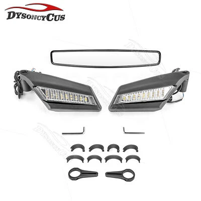 Espejos retrovisores LED laterales para carreras + espejo central ancho para Yamaha Rhino 450 660 700 Foto 1 de 4