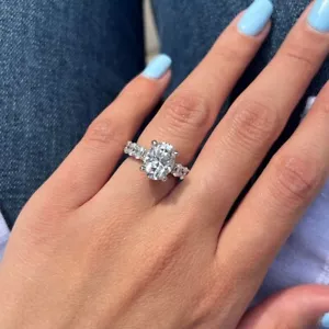 Wedding Ring 4.25 Ct IGI GIA Lab Grown Oval Diamond 14k White Gold Size 6 7 8 - Picture 1 of 11