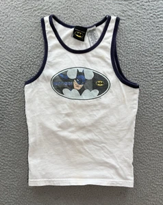 Vintage Batman Shirt Boys Youth Large White Blue Tank Top Warner Bros 1990s * - Picture 1 of 8