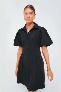 Tuckernuck Black Mini Delaney Dress sz S Small NWT Puff Sleeve Shirt Dress $228 - Picture 1 of 8