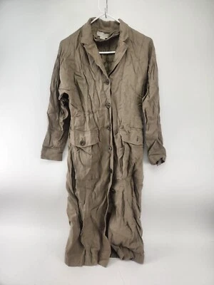 H&M Womens Brown Linen Blend Coat Size 6 - Image 1 of 4