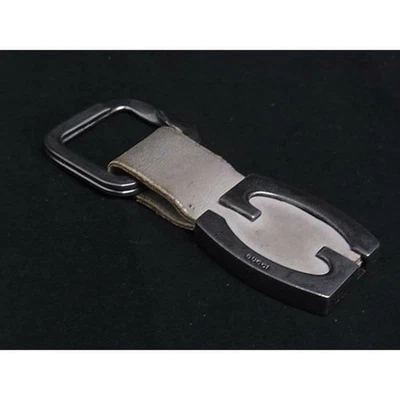 GUCCI Portachiavi Pelle Borsa Charm Argento Avorio Usato Donna Uomo 7,8 cm - Immagine 1 di 4