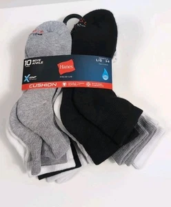 10 PAIR Hanes Premium Boys Anke Socks Size Large 3-9 Cushion Cool Comfort. - Picture 1 of 12