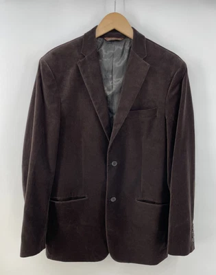 Perry Ellis Blazer Mens 40R Solid Brown Velvet Old Money - Image 1 of 4