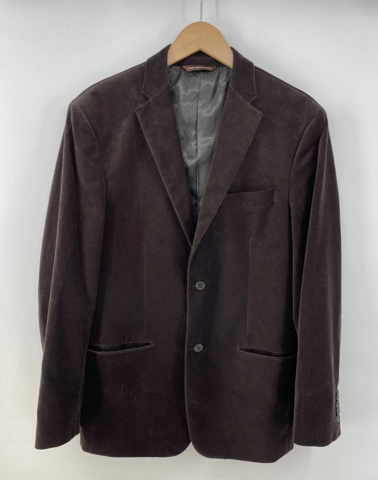 Perry Ellis Blazer Mens 40R Solid Brown Velvet Old Money - Image 1 of 4