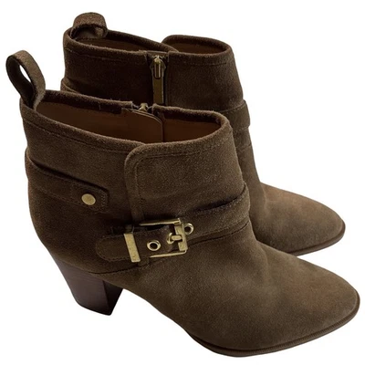 Franco Sarto Dorinda Marrón Cuero Gamuza Cremallera Botines Para Mujer Talla 7 Foto 1 de 4