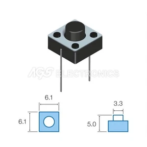 10 x Tact Switchs verticale 6. 6.1mm, altezza totale 5.0mm TSW-072 (10 pezzi) - Picture 1 of 1