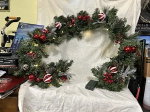 It’s a 6 foot garland w/clear lights pinecones Christmas ornaments balls - Picture 1 of 4