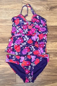 Women's Multicoloured swimming suit purple/red/pink/lilac, size 14 - Picture 1 of 11