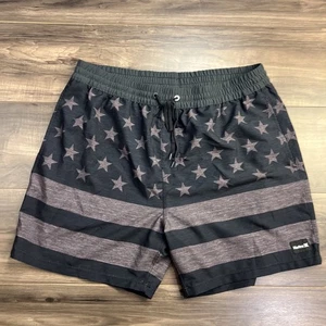 Hurley Shorts Mens XL Black American Flag Boardshorts 8" Inseam Beach - Picture 1 of 8