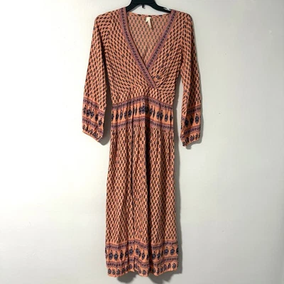 Vestido maxi feminino Raga Avah frente dividida envoltório top manga comprida maxi M boho coral - Imagem 1 de 4