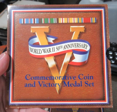World War II Commemorative Coin Victory Medal Set OGP COA, US Mint, WWII - Image 1 of 4