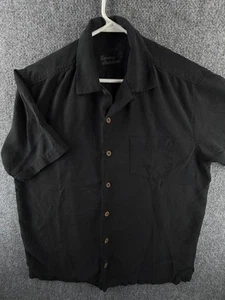 Tommy Bahama Hawaiian Beach Small Black Floral Silk Short Sleeve Pocket Shirt - Picture 1 of 14