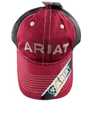 Gorra de béisbol ARIAT para mujer con estrás ajustable con cierre a presión, borgoña nueva con etiquetas occidental Foto 1 de 4