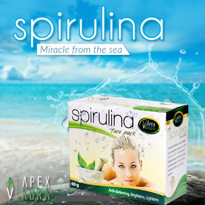 Apexaura Spirulina Face Pack 60g – Red Sandalwood, Aloe, Turmeric, Cardamom - Image 1 of 4