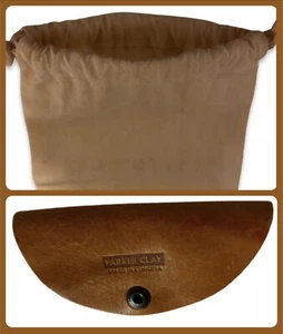Parker Clay Full Grain Leather Taco-Shaped Cord Organizer & Drawstring Pouch Set - Photo 1/6