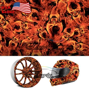 Pellicola Idrografica 19"x38"" Idroimmersione Trasferimento Acqua Fiamma Fuoco Teschio Male #14 - Foto 1 di 6