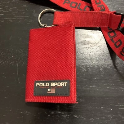 Vintage 90s Polo Sport Layard key ring With ID Wallet Holder Red Brand New Mint - Image 1 of 4