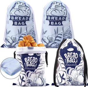 4 Packs Bread Bags for Homemade Reusable Freezer Bread Storage Bag Large Giving - Picture 1 of 1