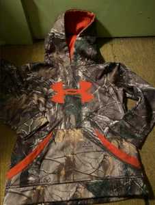 Under Armour Boys Camo Hoodie  Realtree w/ Orange Logo & Black Camo size 10/12 - Picture 1 of 7