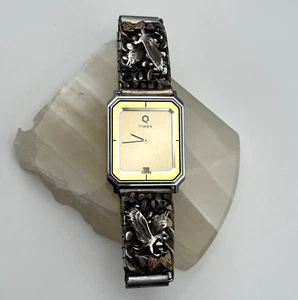 Vtg Timex Q Watch Eagle Black Hills Gold Sterling Silver 925 New Battery RARE - Picture 1 of 23