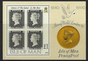 HOJA MINIATURA NEGRA PENNY ISLA DE MAN 1990 SIN MONTAR COMO NUEVA, SIN MONTAR - Imagen 1 de 1