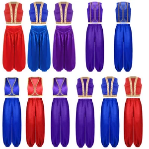 Kids Girls Boys Medieval Cosplay Arabian Prince Vest with Harem Pants Costumes - Picture 1 of 99