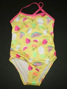 New Gymboree Girls 4 year Swimsuit One Piece Yellow Fruit Slice Pink Trim  - Picture 1 of 2