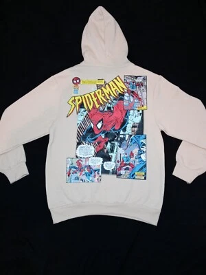 Marvel Spiderman Vs Venom Comic Page Graphic Print Tan Hoodie Size Large  - Image 1 of 4
