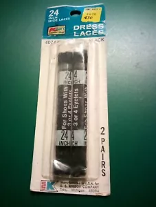 VTG 24" DRESS SHOE LACES #40747 KMART BRAND -Black- 2 Pairs New In Package - Picture 1 of 4