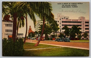 Postcard: Hotels, Collins Ave., FL, Dade County Newsdealers Supply Co., Unposted - Picture 1 of 2
