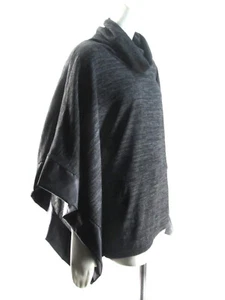 Norma Allen melierter grauer breiter Kimono Stil Top Kunstlederbesatz Kutte S T810 - Bild 1 von 6