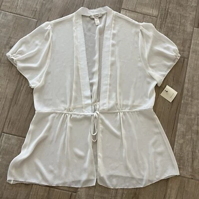 Vera Wang Diseñador Babydoll Shortie Cubrir, Crema, Corbata Frontal, Luna de Miel Nuevo con Etiquetas Foto 1 de 4