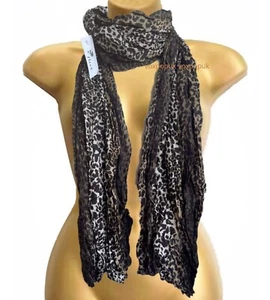 ANIMAL PRINT SCHAL CRINKLE EFFEKT von Flirt London braun schwarz beige 160 cm x 50 cm - Bild 1 von 4
