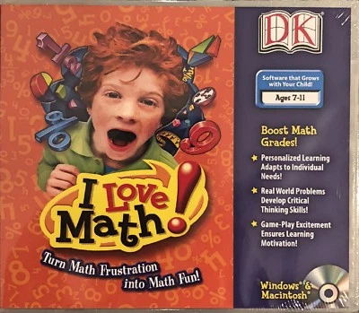 DK I Love Math Pc New Win7 XP Multiply Divide Add Subtract Fractions Decimals - Image 1 of 2