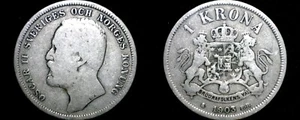 1903 Sweden 1 Kronor Krona World Silver Coin - Picture 1 of 1