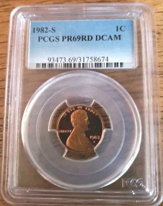 1982-S Lincoln Memorial Cent PR69 RD DCAM PCGS Blue Label - Bild 1 von 3