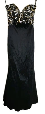 Vestido largo formal negro sin tirantes de lentejuelas Deb talla 5/6 Foto 1 de 4