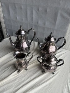 WEBSTER WILCOX AMERICAN BEAUTY ROSE MIDCENTURY ÄSTHETISCHES KAFFEE-TEESERVICE MIT FUSS - Bild 1 von 8