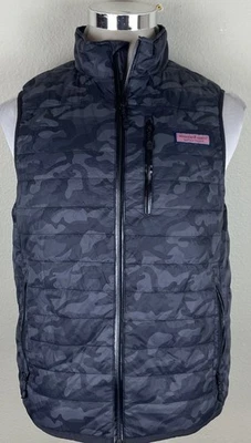 Vineyard Vines Performance Puffer Vest Men’s Small Gray Camouflage Packable - Image 1 of 4