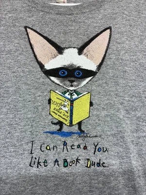 Camisa Yunque Mujer Gris Medio Gato Lectura Gráfico Puedo Leerte Como Un Libro Foto 1 de 4