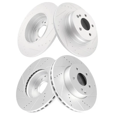 Front + Rear Slotted Brake Discs Rotors 4pcs Kit For Mercedes-Benz C300 C250 Foto 1 de 3